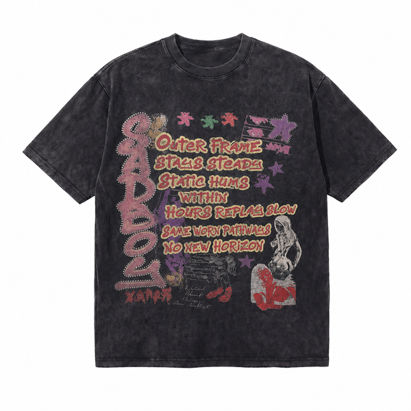 Vintage Acid Wash SADBOY Grunge Collage Poem Typography Graphic Tee | Y2K Dark Aesthetic Unisex Oversized Cotton Blend Streetwear T-Shirt