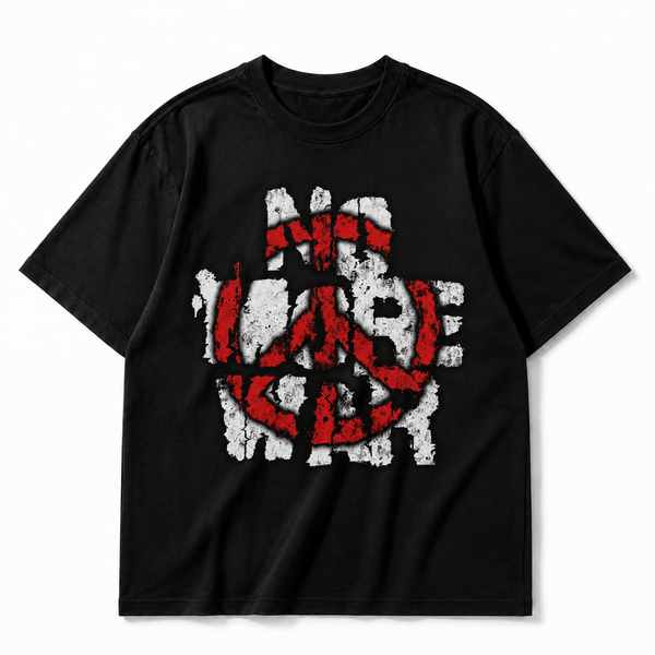 LAWLESS ROW "No More War" Distressed Peace Sign Vintage Basic Tee