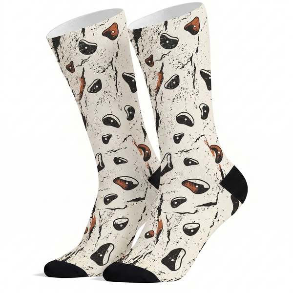 Lawless Row Climbing Holds Crew Socks | Vintage Bouldering Print Socks