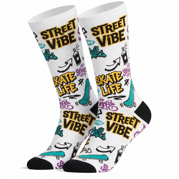 Lawless Row Skate Life Street Vibe Crew Socks | Graffiti Skateboard Socks