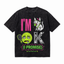 Vintage Acid Wash I'm OK I Promise Post-Pickle Crash Cat Oversized Pickleball T-Shirt | LAWLESSROW