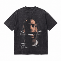 Vintage Acid Wash Travis Scott Wrench Mouth Portrait Oversized Graphic T-Shirt