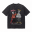 Skeleton Skateboard Duo Washed Black Oversized T-Shirt | Streetwear Skate Grunge Tee
