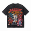 Ballin' My Way Mascot Collage Washed Black Oversized T-Shirt | Retro Sports Streetwear Tee