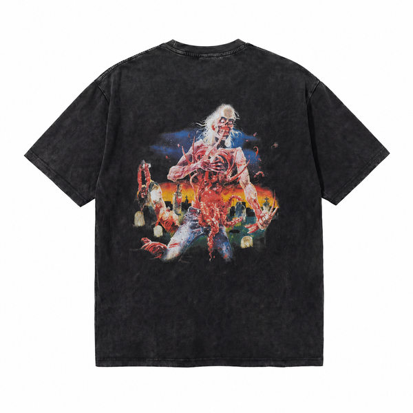 LAWLESSROW Zombie Graveyard Vintage Acid Wash Tee