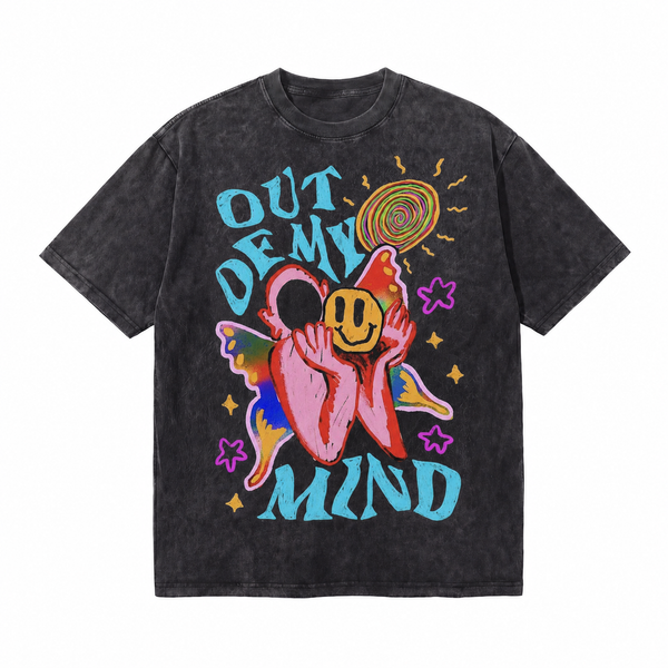 LAWLESSROW Out Of My Mind Butterfly Smile Vintage Washed Tee