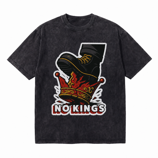 LAWLESSROW No Kings Boot Crushed Crown Vintage Washed Tee