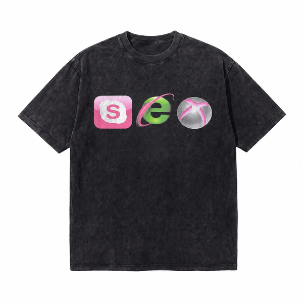 LAWLESSROW Sphere Icons Vintage Acid Wash Tee