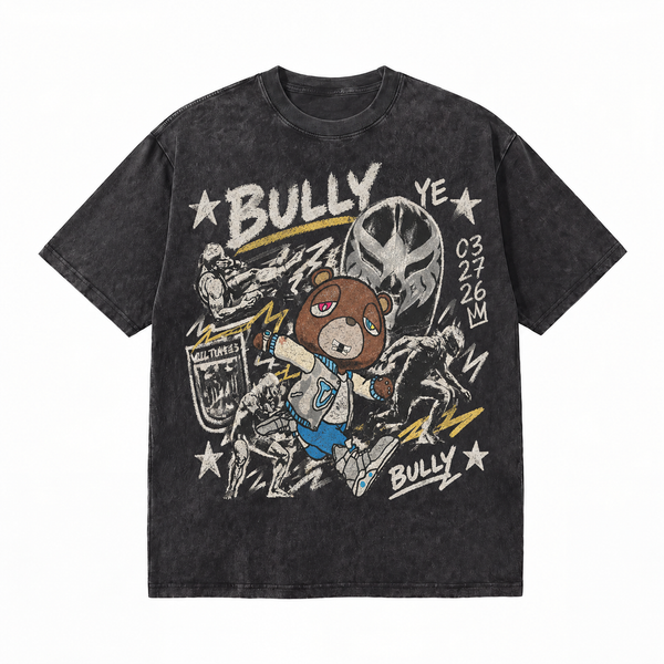 LAWLESSROW kanye west BULLY Vintage Black Acid Wash Tee