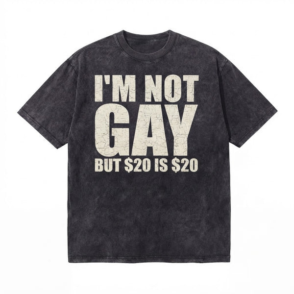 LAWLESSROW "But $20 Is $20" Slogan Vintage Acid Wash Tee