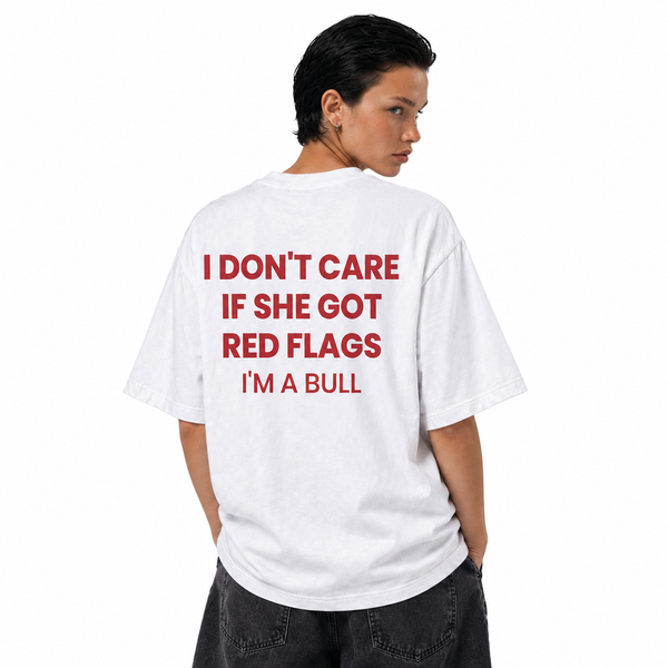 LAWLESSROW Red Flags Bull Slogan Back Print Vintage Heavy Tee - hover