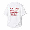 LAWLESSROW Red Flags Bull Slogan Back Print Vintage Heavy Tee