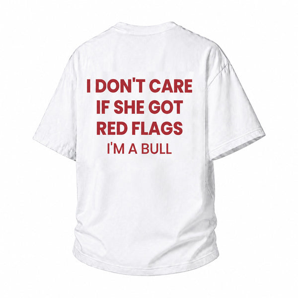 LAWLESSROW Red Flags Bull Slogan Back Print Vintage Heavy Tee