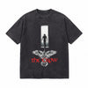 LAWLESSROW The Crow Figure Bird Graphic Vintage Acid Wash Tee