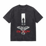 LAWLESSROW The Crow Figure Bird Graphic Vintage Acid Wash Tee