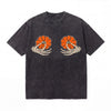 LAWLESSROW Skeleton Hands Pumpkin Chest Print Vintage Acid Wash Tee