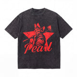 LAWLESSROW Pearl Axe Cat Vintage Acid Wash Tee