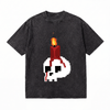 LAWLESSROW Pixel Candle Skull Vintage Acid Wash Tee