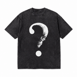 LAWLESSROW Question Mark Skull Profile Vintage Acid Wash Tee