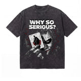 LAWLESSROW Joker Batman Card Why So Serious Vintage Acid Wash Tee