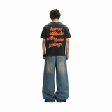 LAWLESSROW KANYE AND DRAKE Black Vintage Acid Wash Tee