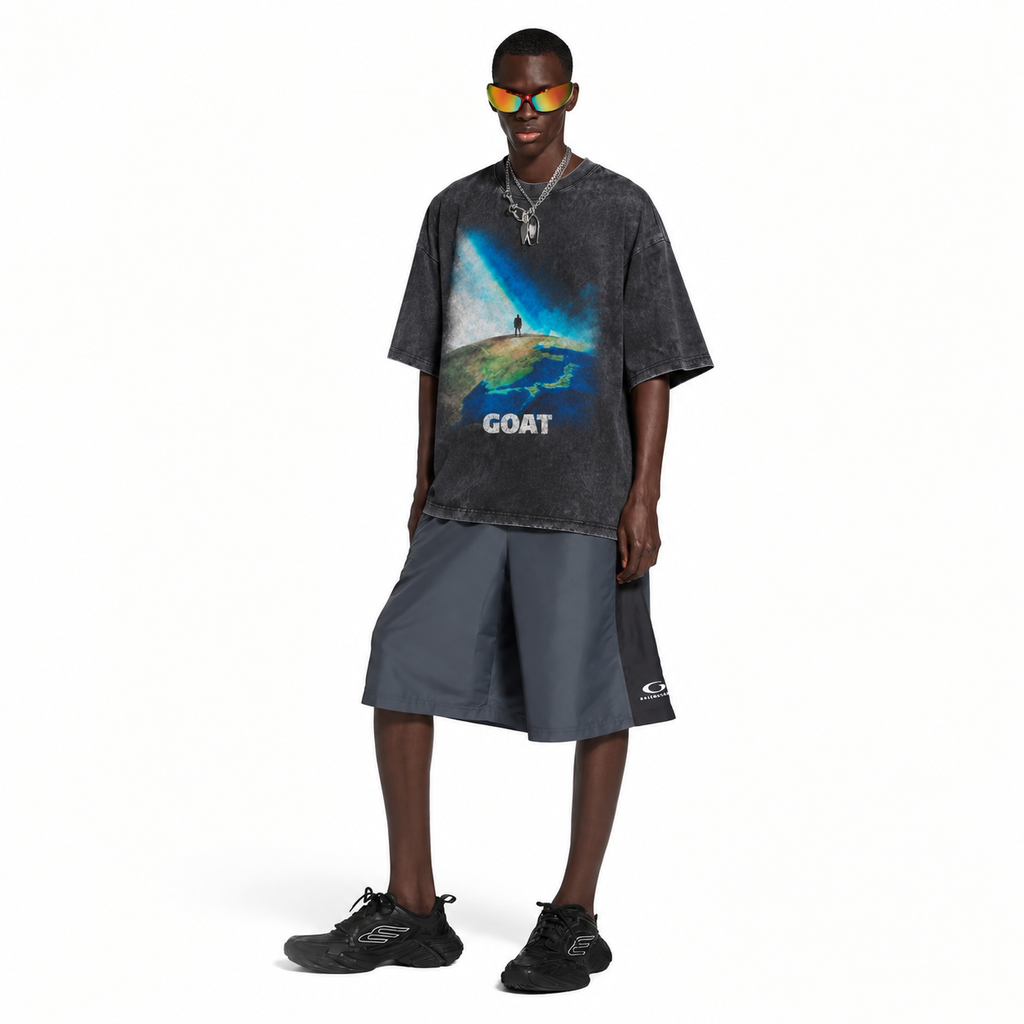 LAWLESSROW kanye west GOAT Vintage Black Acid Wash Tee