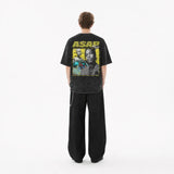 LAWLESSROW ASAP ROCKY Yellow Dystopian Black Vintage Acid Wash Tee
