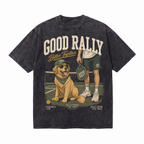 Vintage Acid Wash Good Rally Better Together Golden Retriever Pickleball Club Oversized Graphic T-Shirt