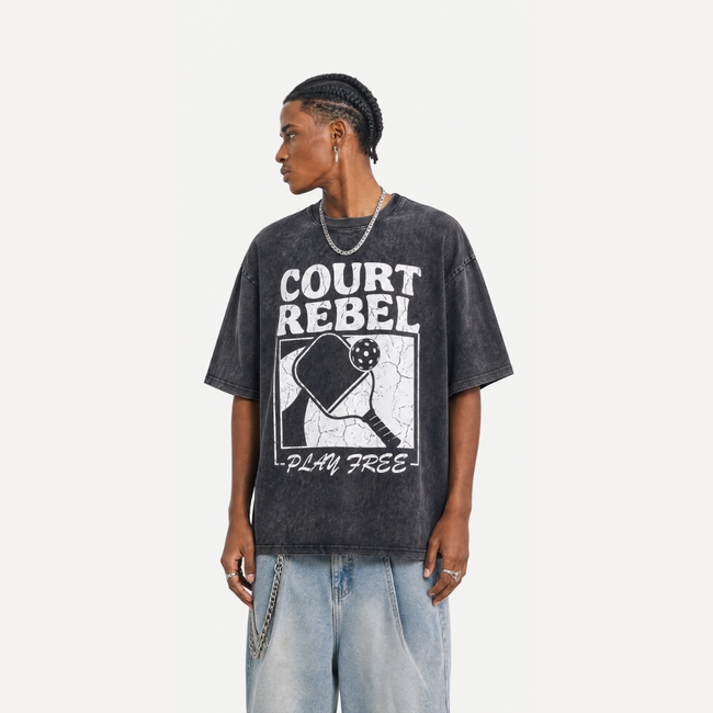 Lawless Row Court Rebel Tee | Pickleball Washed Cotton Streetwear Main Image