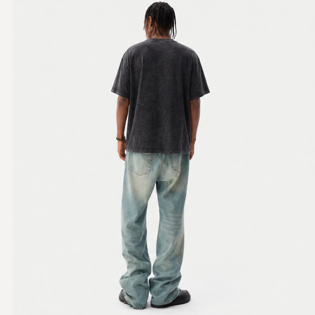 Lawless Row "Fucking Road" Middle Finger Washed Black Oversized Tee