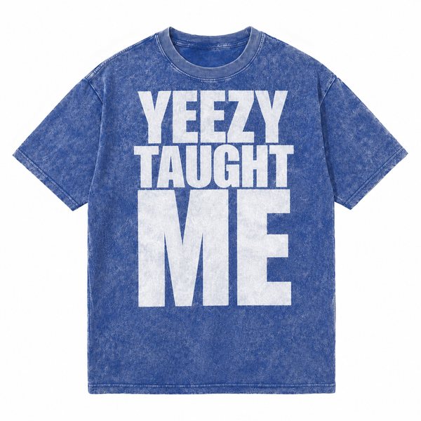 LAWLESSROW YEEZY TAUGHT ME Navy Vintage Acid Wash Tee