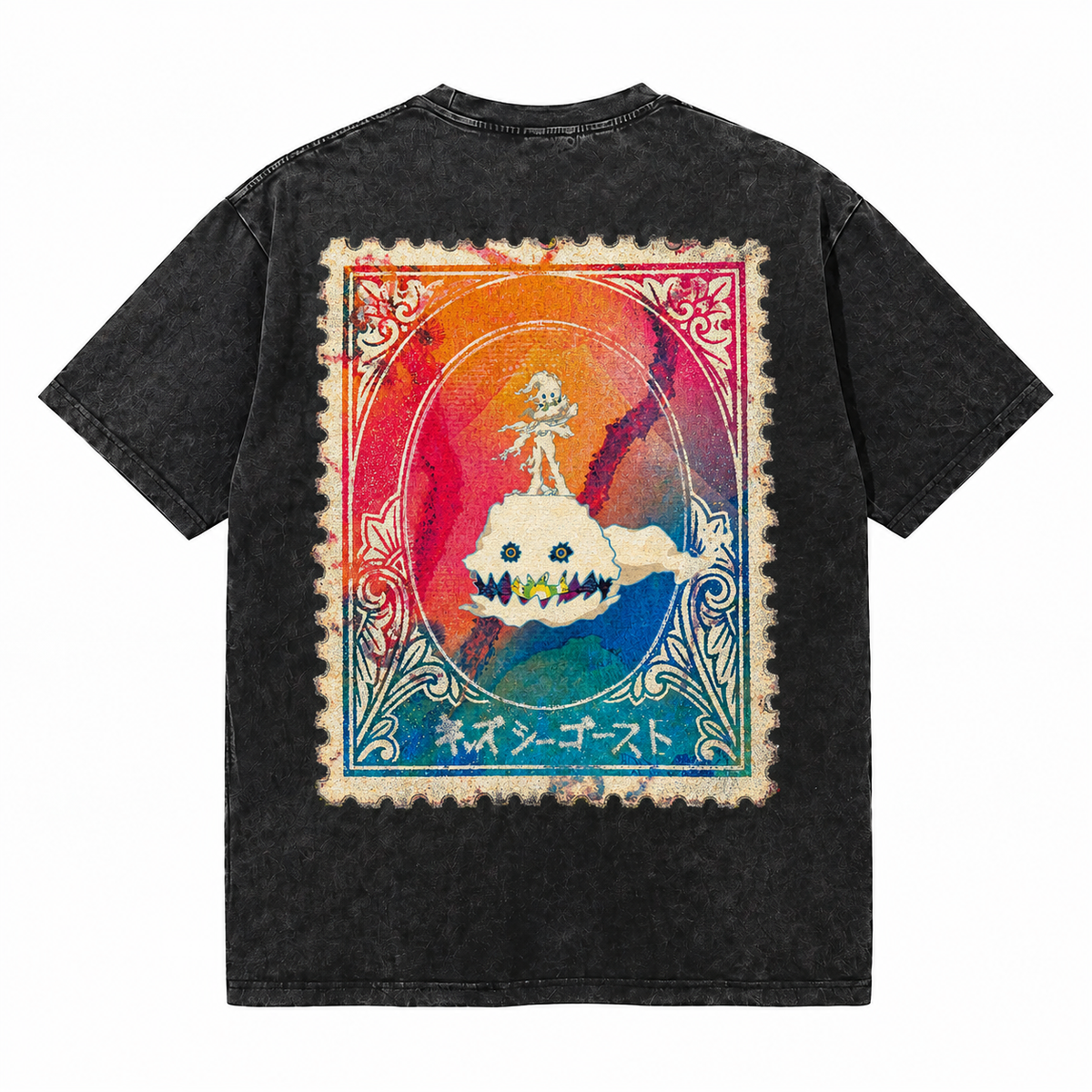 LAWLESSROW KANYE WEST kids see ghosts Black Vintage Acid Wash Tee