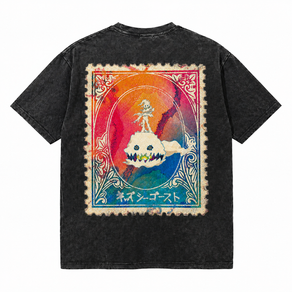 LAWLESSROW KANYE WEST kids see ghosts Black Vintage Acid Wash Tee
