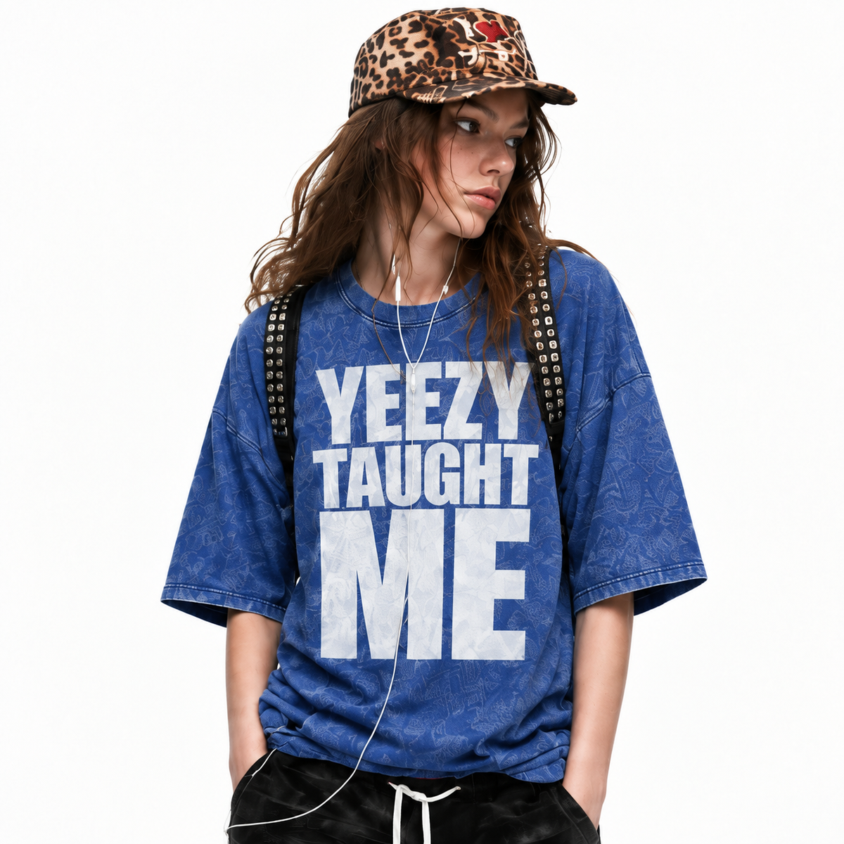 LAWLESSROW YEEZY TAUGHT ME Navy Vintage Acid Wash Tee