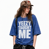 LAWLESSROW YEEZY TAUGHT ME Navy Vintage Acid Wash Tee