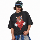 LAWLESSROW KANYE WEST Heartbreak Black Vintage Acid Wash Tee
