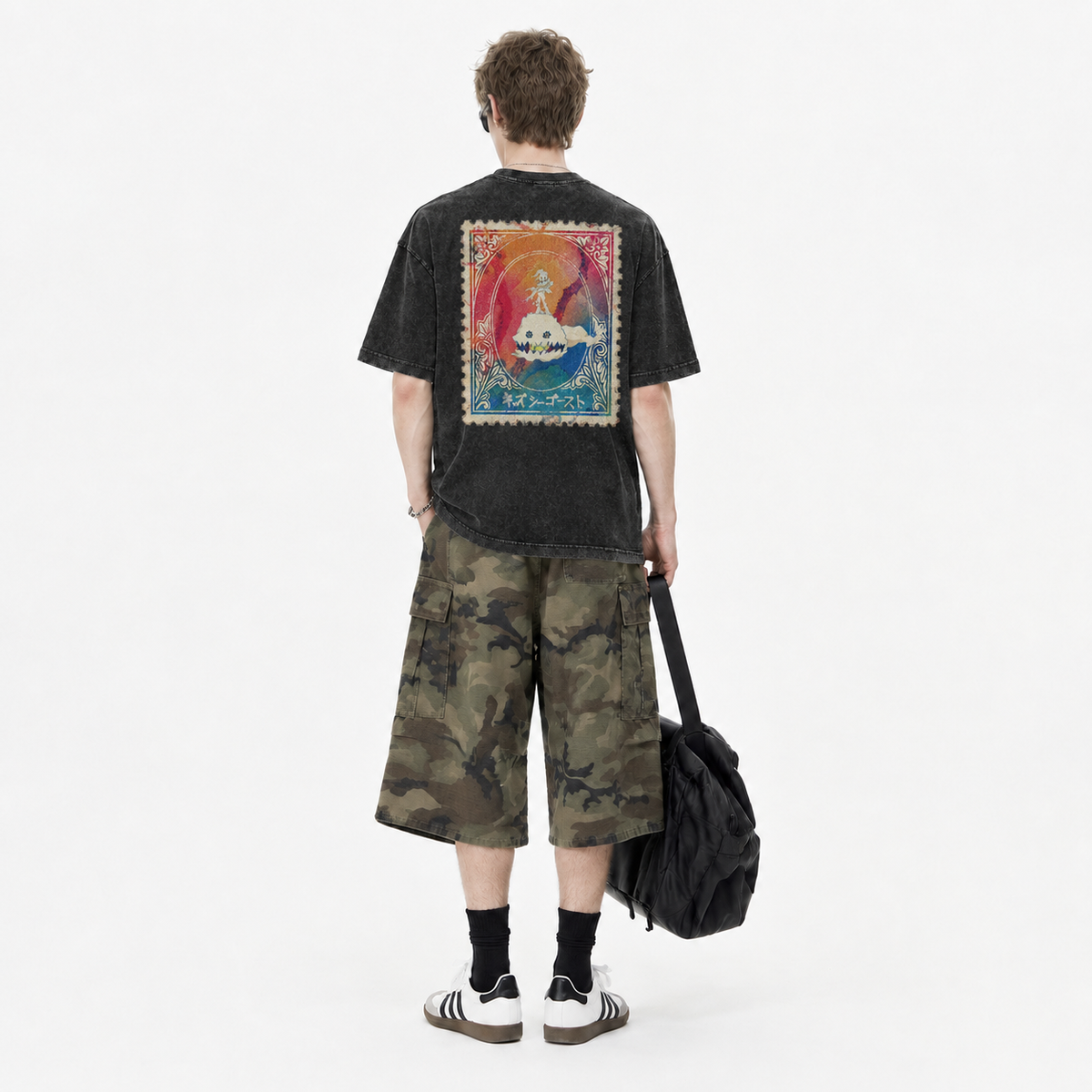LAWLESSROW KANYE WEST kids see ghosts Black Vintage Acid Wash Tee