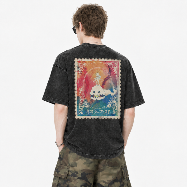 LAWLESSROW KANYE WEST kids see ghosts Black Vintage Acid Wash Tee - hover