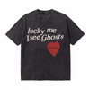 LAWLESSROW KANYE LUCKY ME I SEE GHOSTS Black Vintage Acid Wash Tee