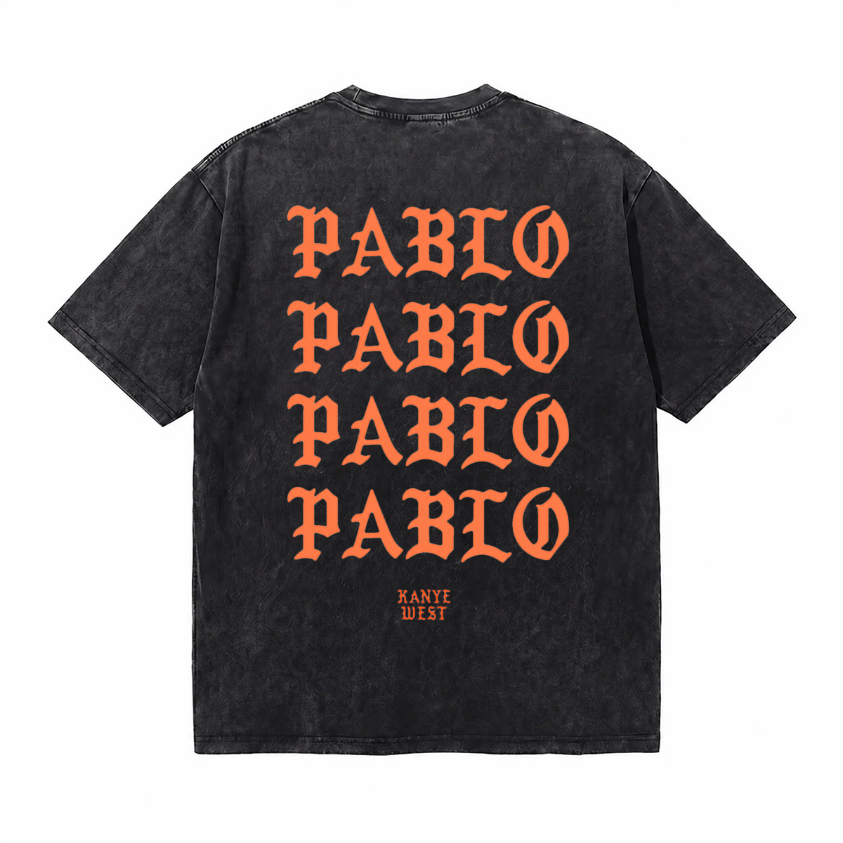 LAWLESSROW KANYE PABLO Black Vintage Acid Wash Tee