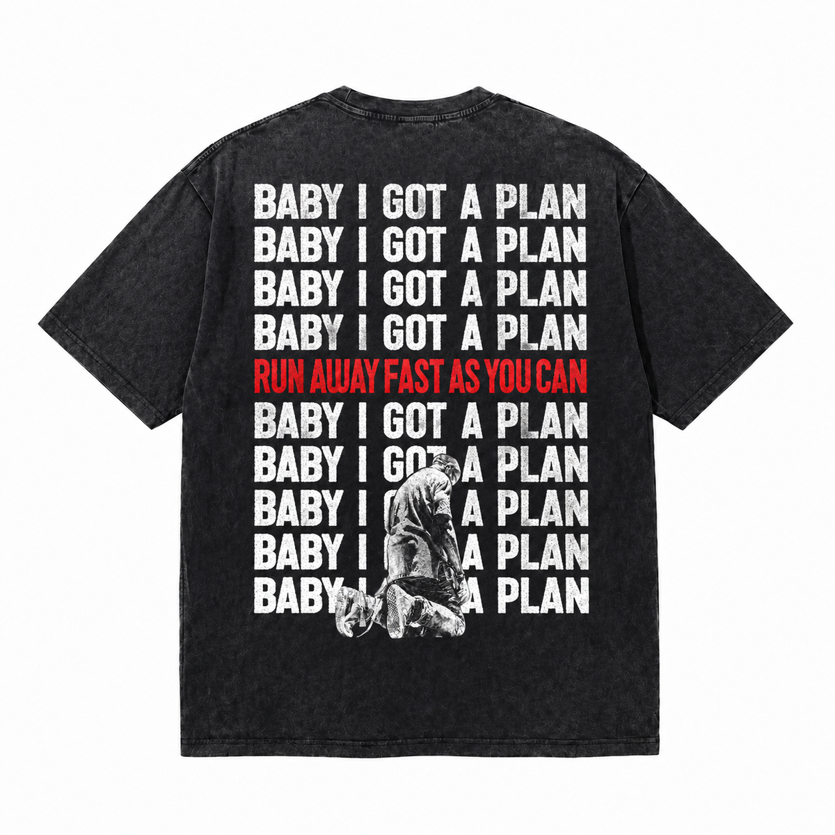 LAWLESSROW KANYE RUNAWAY Lyrics Black Vintage Acid Wash Tee