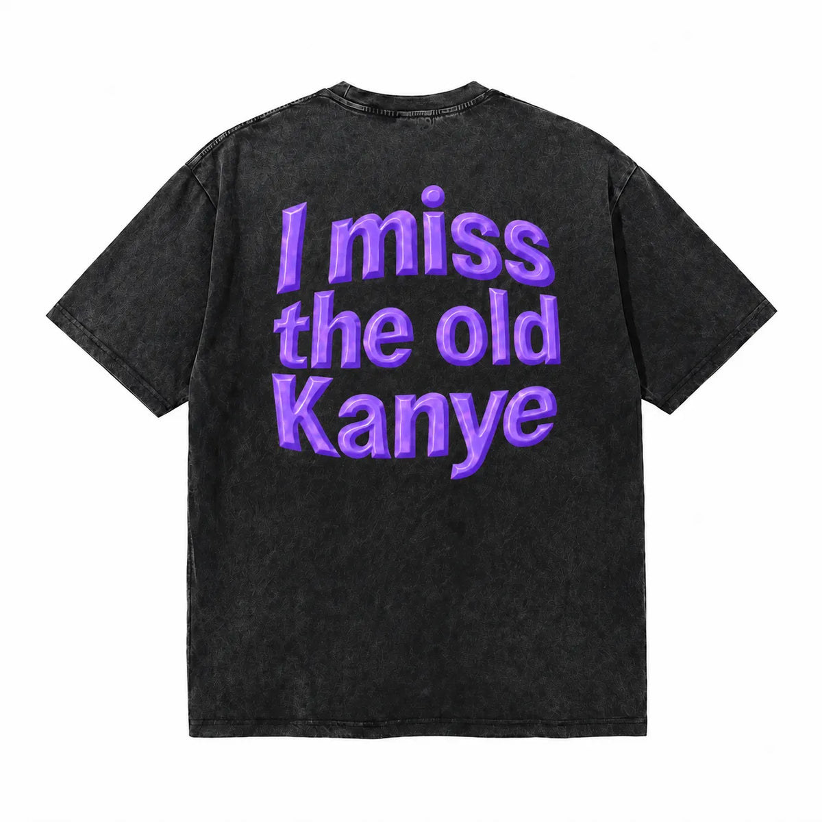 LAWLESSROW I MISS THE OLD KANYE Black Vintage Acid Wash Tee