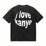 LAWLESSROW I LOVE KANYE Black Vintage Acid Wash Tee