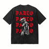 LAWLESSROW KANYE PABLO Portrait Black Vintage Acid Wash Tee