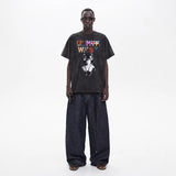 LAWLESSROW KANYE Album Series Black Vintage Acid Wash Tee