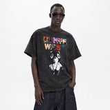 LAWLESSROW KANYE Album Series Black Vintage Acid Wash Tee