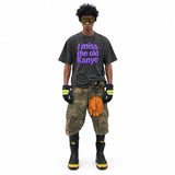 LAWLESSROW I MISS THE OLD KANYE Black Vintage Acid Wash Tee