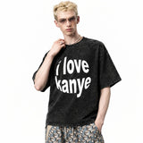 LAWLESSROW I LOVE KANYE Black Vintage Acid Wash Tee