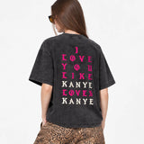 LAWLESSROW KANYE LOVES KANYE Portrait Black Vintage Acid Wash Tee