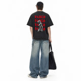 LAWLESSROW KANYE PABLO Portrait Black Vintage Acid Wash Tee